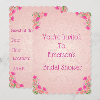 Invitación Ducha de novia rosa y rosa