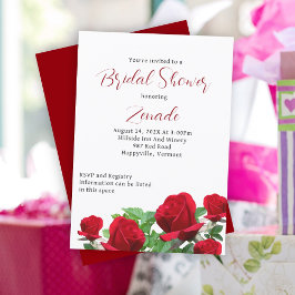 Invitación Ducha de Novia Rosas Rojas Reales