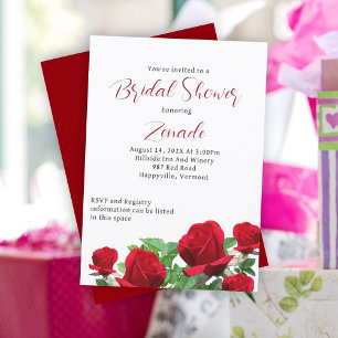 Invitación Ducha de Novia Rosas Rojas Reales