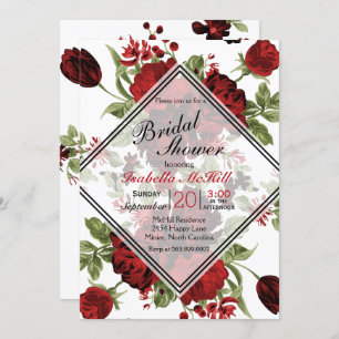 Invitación Ducha de novia - Roses rojos profundos