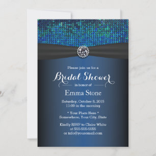 Invitación Ducha de novia Royal Blue Diamond & Ribbon