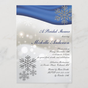 Invitación Ducha de novia Royal Blue Silver