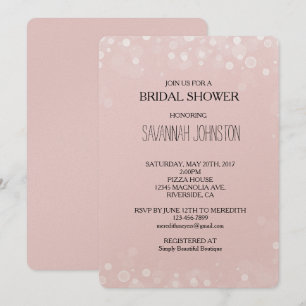 Invitación Ducha de novia Rubor Pink White Confetti Bokeh