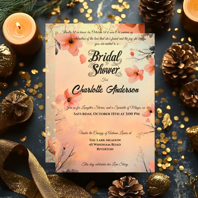 Invitación Ducha de novia Rubor rosa y dorada con encaje (Subido por el creador)