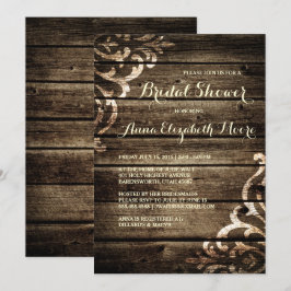 Invitación Ducha de novia ruidosa de vintage de Barn Wood Dam