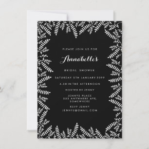 Invitación Ducha de novia rusa hojas negras y blancas