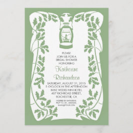 Invitación Ducha de novia rústica con linterna de aceite y ro