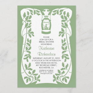 Invitación Ducha de novia rústica con linterna de aceite y ro