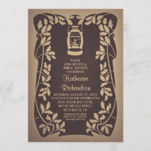 Ducha de novia rústica con linterna de aceite y ro