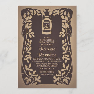 Invitación Ducha de novia rústica con linterna de aceite y ro