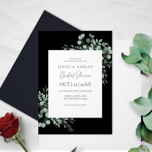 Invitación Ducha de novia rústica floral de Black Grennery