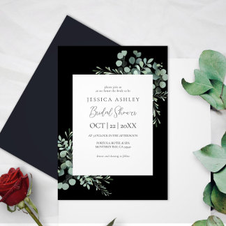 Invitación Ducha de novia rústica floral de Black Grennery