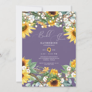 Invitación Ducha de Novia Rustica Girasoles Lavanda II