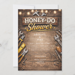 Invitación Ducha de Novia Rústica para Parejas Honey Do