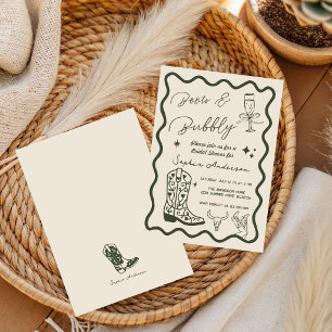 Invitación Ducha de novia rústica y burbujeante con botas dib