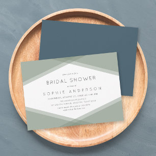 Invitación Ducha de Novia Sage Geométrica en Capas y Pizarra