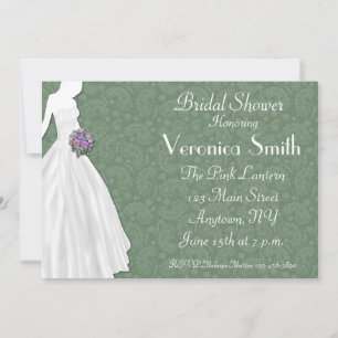 Invitación Ducha de novia Sage Green Paisley