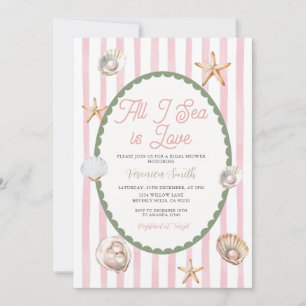 Invitación Ducha de Novia Seashell All I Sea Is Love
