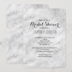 Invitación Ducha de novia Silver Leopard Print