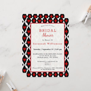 Invitación Ducha de Novia Símbolos Rojos Negros Vintage
