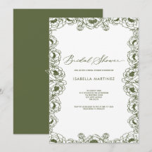 ducha de novia simple elegante floral verde oliva