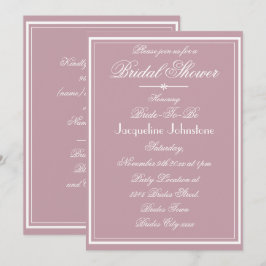Invitación Ducha de Novia Simple, Elegante y Polvorienta Rosa