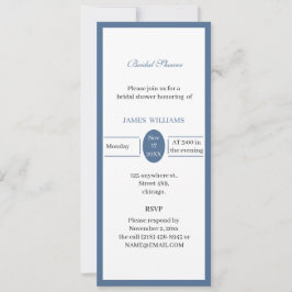 Invitación Ducha de novia simple estética azul personalizada