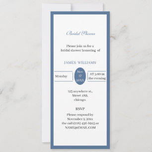Invitación Ducha de novia simple estética azul personalizada