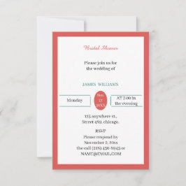 Invitación Ducha de novia simple roja personalizada