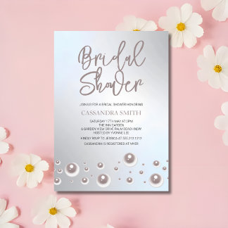 Invitación Ducha de novia simple y única de Pearl blanca