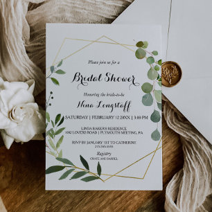 Invitación Ducha de novia sobre hojas verdes tropicales