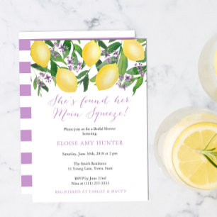 Invitación Ducha de novia Squeeze principal de limonada Lavan