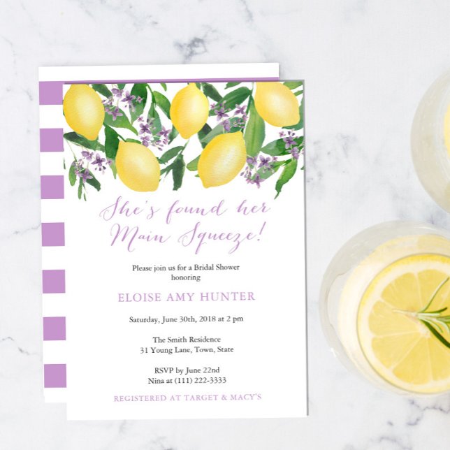 Invitación Ducha de novia Squeeze principal de limonada Lavan (Subido por el creador)