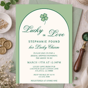Invitación Ducha de Novia Suerte en el Amor Trébol Irlandés