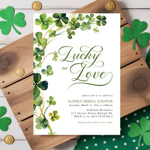Invitación Ducha de Novia Suerte en el Amor Trébol Verde