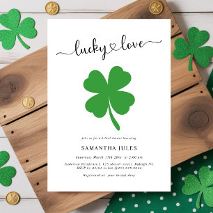 Invitación Ducha de Novia Suerte en el Amor Verde Trébol de C
