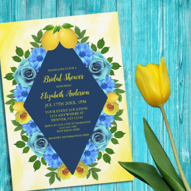 Invitación Ducha de novia Sunny Lemon Floral (Subido por el creador)