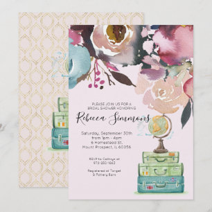 Invitación Ducha de novia temática de viajes
