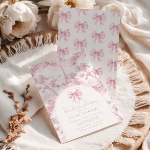 Invitación Ducha de novia Toile de Jouy Lazo rosa francés Par