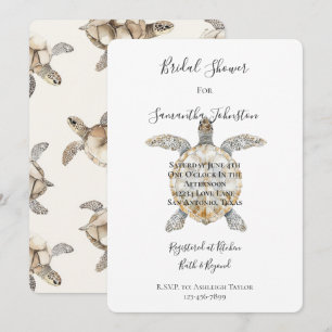 Invitación Ducha de Novia Tortugas Marinas Playa Crema