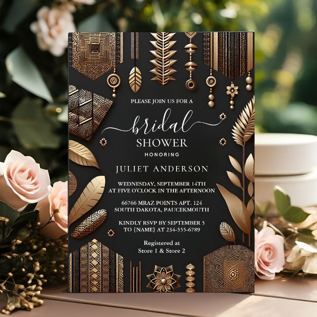 Invitación Ducha de novia tradicional africana marrón nigeria (Subido por el creador)