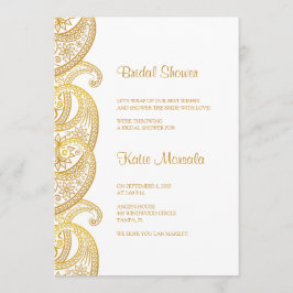 Invitación Ducha de novia tradicional india Gold Paisley