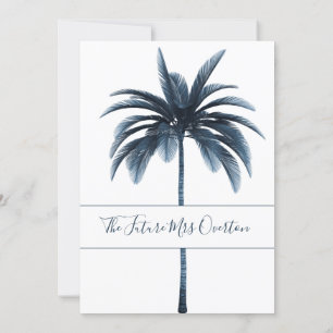 Invitación Ducha de novia tropical azul de árbol de palmas