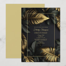 Ducha de novia tropical negra y dorada