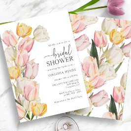 Invitación Ducha de novia tulipanes amarillos rosados