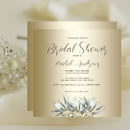 Invitación Ducha de novia, tulipanes blancos, oro