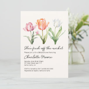 Invitación Ducha de Novia Tulipanes Ella Está Fresca Del Merc
