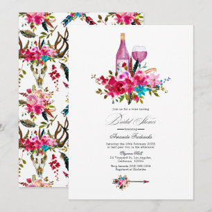 Invitación Ducha de Novia Turquesa y Rosa Boho Chic de Vino