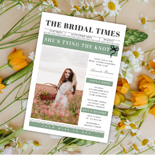 Invitación Ducha de novia única y divertida en periódico