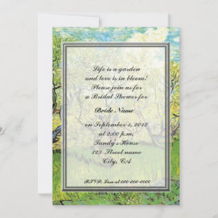 Invitación ducha de novia, van Gogh, huerto en flor